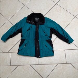 Pacific Trail Teal and Black Outerwear Ski Jacket with Fold-away Hood